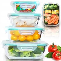 4x LUNCHBOX POJEMNIK SZKLANY NA ŻYWNOŚĆ ŻAROODPORNE POJEMNIKI Z POKRYWKĄ
