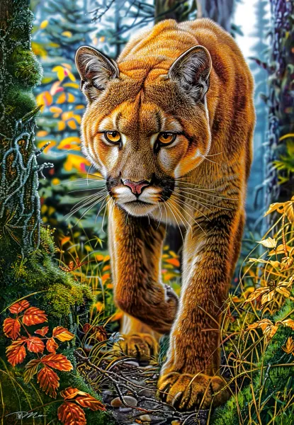 Puzzle 1500 elementów. Lew w lesie zdjęcie 2