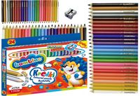 Kredki Bambino 24 kolory GRUBE złota + srebrna + GRATIS temperówka metalowa