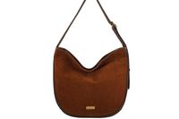 Duża torebka zamszowa na ramię - Brązowa