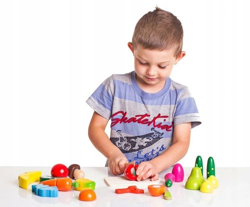 Drewniane Warzywa Owoce do Krojenia Zestaw na Rzep Montessori Klocki Puzzle na Arena.pl