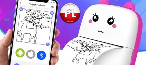 MINI DRUKARKA TERMICZNA DRUKUŚ ORYGINALNY DO ZDJĘĆ NOTATEK + 11SZT ROLEK na Arena.pl