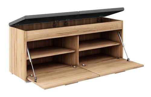 szafka na buty FALA 2 DĄB ZŁOTY/ SZARE z siedziskiem pojemna schowek na Arena.pl