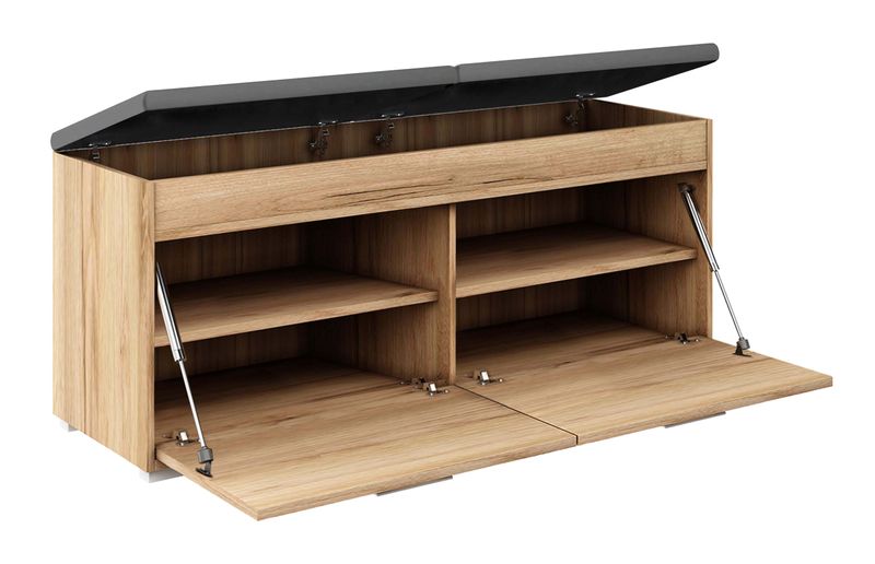 szafka na buty FALA 2 DĄB ZŁOTY/ SZARE z siedziskiem pojemna schowek zdjęcie 2