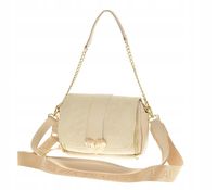 Laura Biaggi - torebka listonoszka beżowy groszek klapa zamsz serce L325103