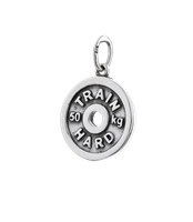 Fit Kolekcja - Zawieszka na łańcuszek srebrny krążek TRAIN HARD