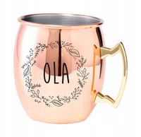 Kubek z uchem ze stali nierdzewnej z grawerem PREZENT Z TWOIM IMIENIEM