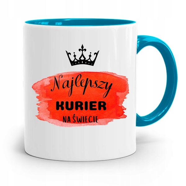 Kubek Błękitny Dla Kuriera Najlepszy Na Świecie Z Nadrukiem Ze Zdjęciem zdjęcie 1
