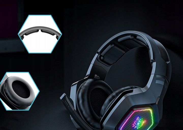 ONIKUMA K10 SŁUCHAWKI GAMINGOWE NAUSZNE PRZEWODOWE Z MIKROFONEM LED RGB zdjęcie 3