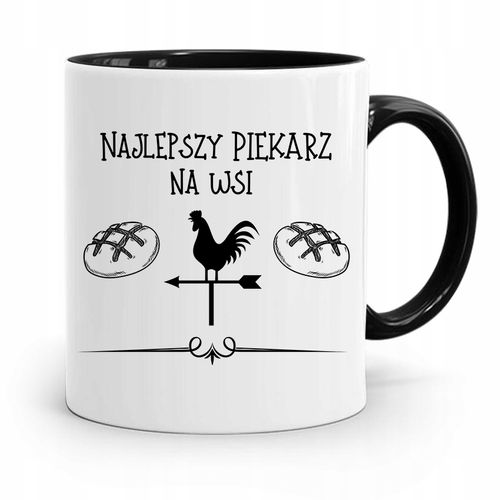 Kubek Czarny Dla Najlepszego Piekarza Na Wsi Z Nadrukiem Ze Zdjęciem na Arena.pl
