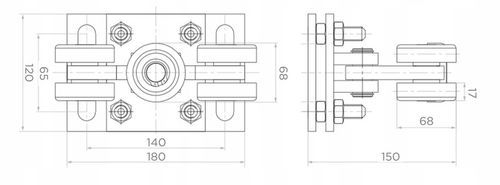 WÓZEK wózki do BRAMY PRZESUWNEJ 80x80 komplet ZESTAW wózków bramowych na Arena.pl