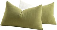 Zestaw 2 Poszewek na Poduszki 60x60 cm Oliwkowo Zielona Tkanina Szenilowa