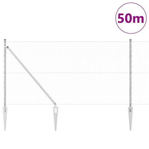 Ogrodzenie z słupkami Srebrny 1.2 x 50 m Stal pokryta PCV na Arena.pl