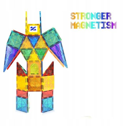 Klocki Magnetyczne 3D Konstrukcyjne Zestaw 88 elementów 3+ Edukacyjne DUŻE na Arena.pl