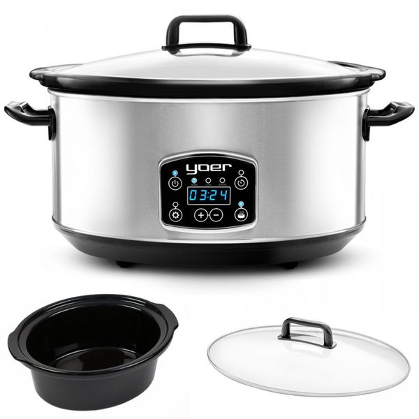 Wolnowar Slow Cooker Garnek ceramiczny 6,5L Yoer 320W INOX LCD +Programator zdjęcie 1