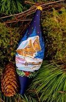 BOMBKI CHOINKOWE SZKLANE RĘCZNIE MALOWANE SOPLE 20 cm.