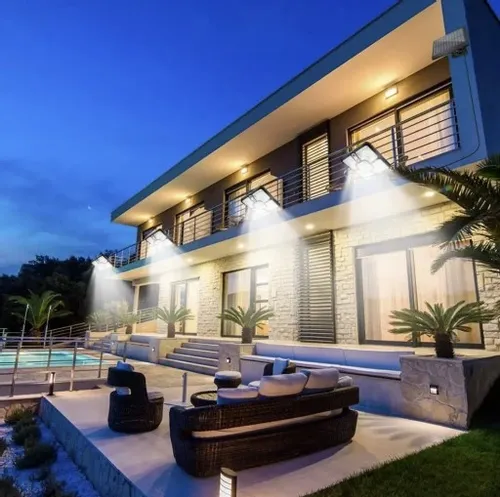 Lampa Solarna 220 LED 15 COB Ogrodowa Uliczna Czujnik Ruchu Zmierzchu Pilot na Arena.pl