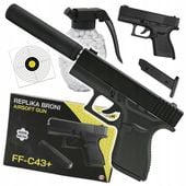 PISTOLET NA KULKI PLASTIKOWE METALOWY Z TŁUMIKIEM ASG 6mm + GRATIS KULKI