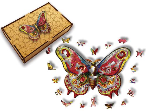 Puzzle Drewniane dla dzieci i dorosłych Motyl 3 w pudełku drewnianym na Arena.pl