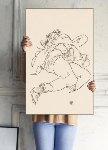 Erotic art woman. Reclining Woman with Raised Skirt, Egon Schiele - plakat 21x29,7 cm na Arena.pl