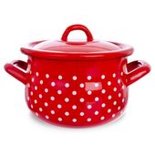 Garnek Stalowy Emaliowany z Pokrywką do Gotowania Tradycyjny 16 cm 2,3L