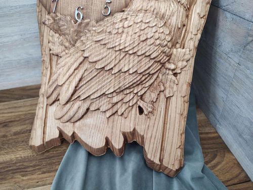 Zegar ścienny drewno z sową na tle księżyca motyw myśliwski 50cm na prezent na Arena.pl