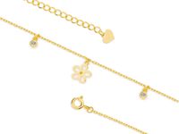 Delikatna pozłacana srebrna bransoletka na nogę kwiatek flower cyrkonie srebro 925 Z1792XG