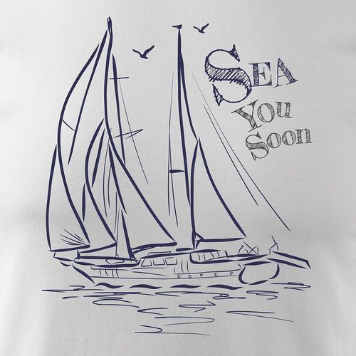 Koszulka żeglarska dla żeglarza z jachtem żaglówką męska biała REGULAR L na Arena.pl