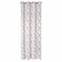 Firana gotowa na przelotkach AMBER 140x250 biała róż beż kwiaty