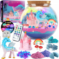 KREATYWNY ZESTAW JEDNOROŻEC MAGICZNE TERRARIUM LAMPKA NOCNA LED PILOT DIY