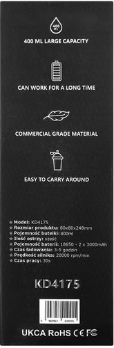 Blender akumulatorowy USB-C 400ml / 2x3000mAh KD4175 na Arena.pl