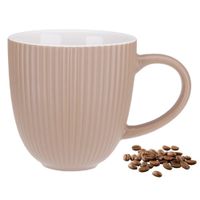 Kubek porcelanowy Ravi 360 ml karmelowy matowy ryflowany 9,5 cm