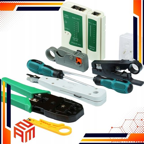 ZESTAW TESTER KABLI ZACISKARKA RJ 45 WTYK RJ45 NARZĘDZIA SIECIOWE ŚCIĄGACZ na Arena.pl