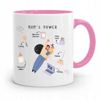 Kubek Różowy Prezent Dla Mamy Matki Moms Power Z Nadrukiem Ze Zdjęciem