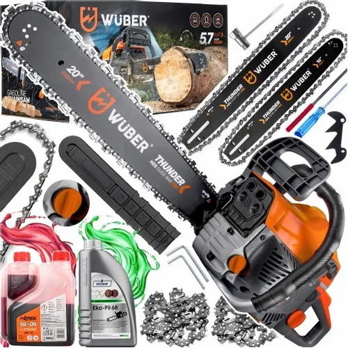 PIŁA SPALINOWA PILARKA DO DREWNA ŁAŃCUCHOWA 5,7KM +2 PROWAD +OLEJ +2x ŁAŃC. na Arena.pl