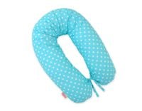 Bawełniana poszewka do poduszki ciążowej Longer - Białe grochy turkusie