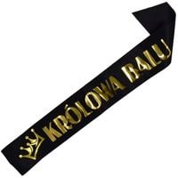 Czarna szarfa Królowa Balu z nadrukiem korony