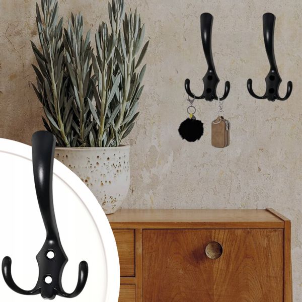 Wieszak 5Szt Na Ubrania Klucze Przedpokój Ścienny Loft Haczyki Czarny zdjęcie 7