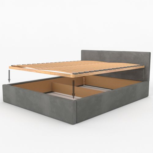 ŁÓŻKO TAPICEROWANE DO SYPIALNI 160x200 ŁÓŻKO PODWÓJNE Z POJEMNIKIEM SZARE na Arena.pl