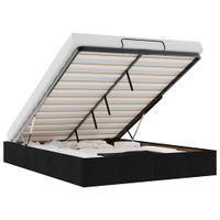 Rama łóżka otomana bez materacem, czarna, 140x200 cm, tkanina