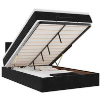 Rama łóżka otomana z materacem, czarna, 120x200 cm, aksamit