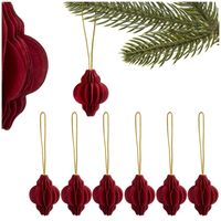 Papierowe bombki 6 szt. zawieszki choinkowe ozdoby świąteczne 4 cm rozkładane bordowe