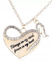 Naszyjnik Serce dwa wisiorki skrzydło Anioł Miłość