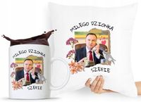 Zestaw Poduszka + Kubek Prezent Andrzej Duda Pis Z Nadrukiem Ze Zdjęciem