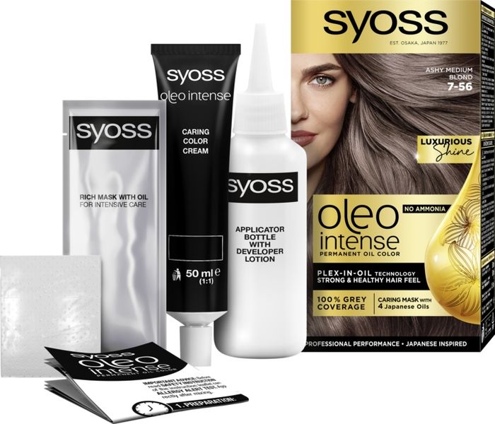 SYOSS OLEO INTENSE TRWAŁA KOLORYZACJA POPIELATY ŚREDNI BLOND 7-56 1 SZT zdjęcie 1