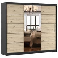 Szafa przesuwna ALBA I 250x61 CZARNY/ARTISAN+LUSTRO półki PRODUCENT