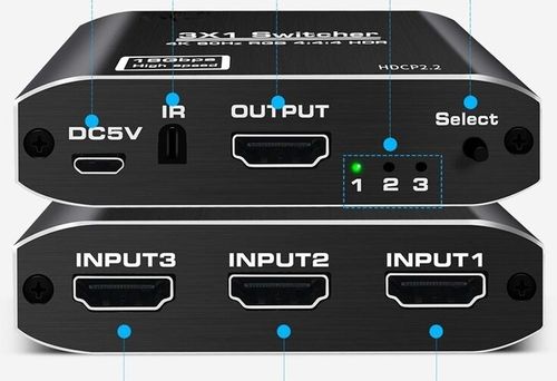 SWITCH HDMI 2.0 3x1 PRZEŁĄCZNIK ROZDZIELACZ ULTRA HD HDCP 2.2 HDR10 4K/60HZ na Arena.pl