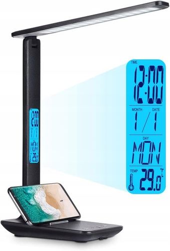 Lampka biurkowa LED lampa na biurko WYŚWIETLACZ LED Zegar Data 5 na Arena.pl