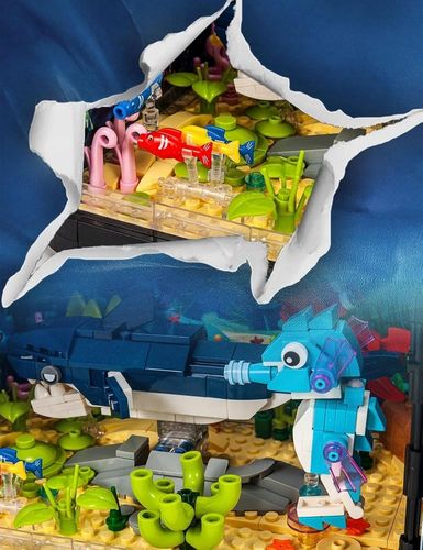 Zestaw klocków klocki AKWARIUM z żółwiem podświetlane LED ruchome elementy na Arena.pl