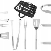 ZESTAW GRILL 3w1 Łopatka Szczypce Widelec Etui - Narzędzia BBQ Grillowe